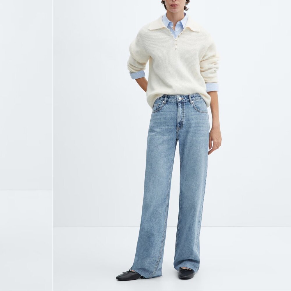MNG DENIM | Zara Women's Blue High Waist Straight Leg Jeans (Size 2)
